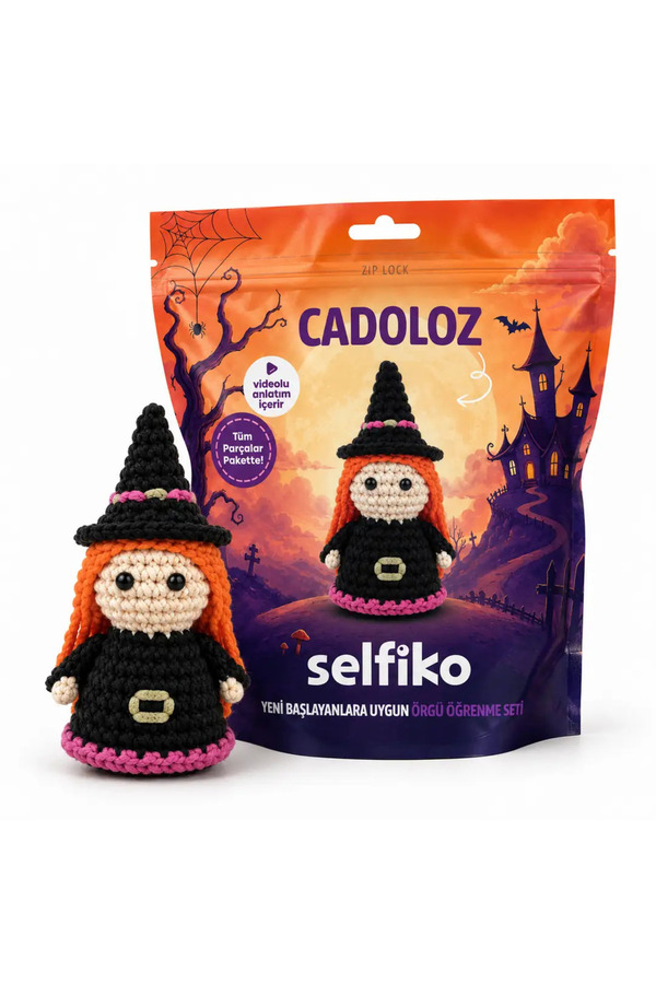 selfiko Cadoloz Örgü Kiti Yeni Başlayanlar İçin Maymun Amigurumi Tığ Örgü Öğrenme Kiti - Video & Tüm Malzemelerle Hobi Seti