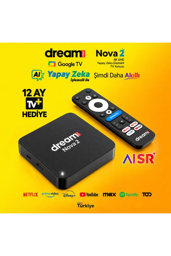 Dreamstar Nova 2 | Android 14 | Yapay Zeka | 12 AY TV+ Üyelik Hediyeli | 4K Lisansli Android TV Box |