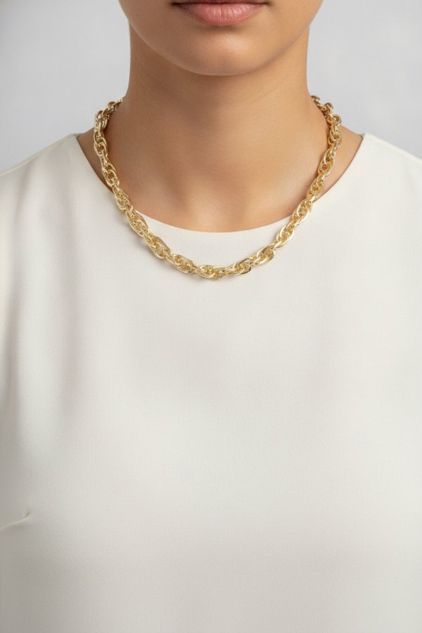 Ethab Giyim Cm Kalın Burgu Model Gold Renk 60 Cm Kadın Kolye 5886 - Glst3022-9206