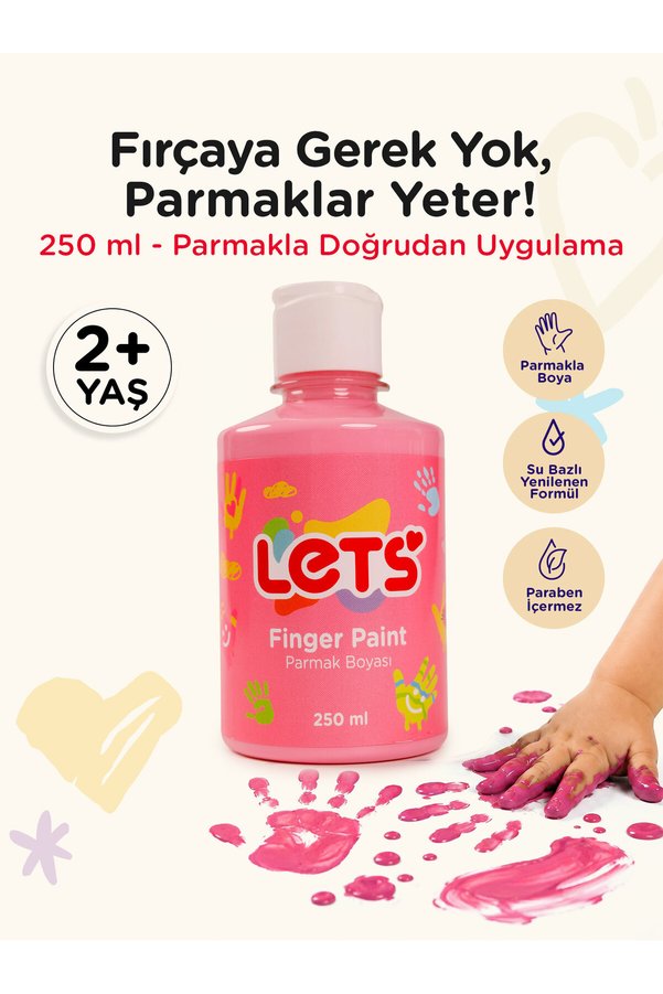 Lets Parmak Boyası 250 ml Tek Renk Pembe |