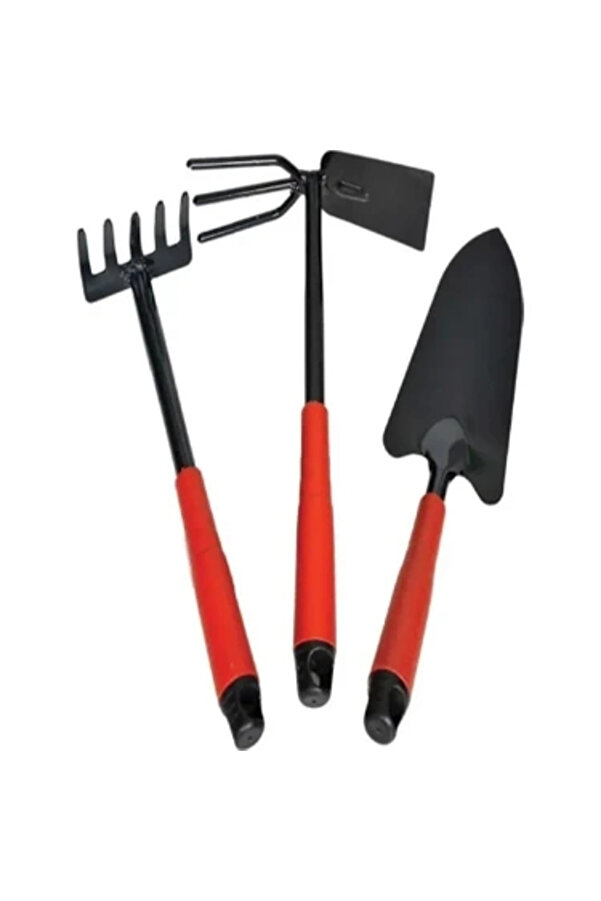 plant-home Hobi Çapa Tırmık Kürek 3’lü Set | Metal Bahçe El Aletleri | Saksı Çiçek Bitki ve Toprak İçin
