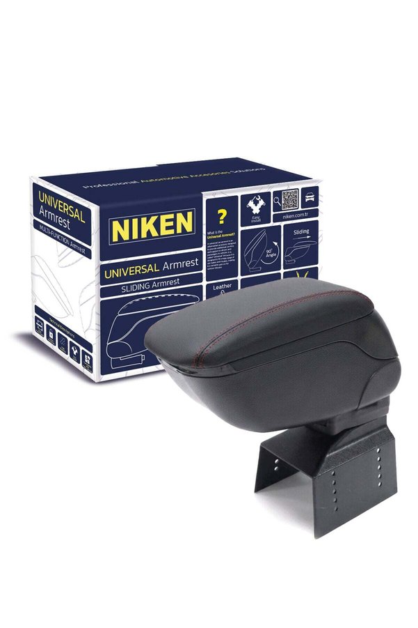 Niken Universal Araç Kol Dayama Kolçak Sürgülü Siyah Kırmızı Dikişli