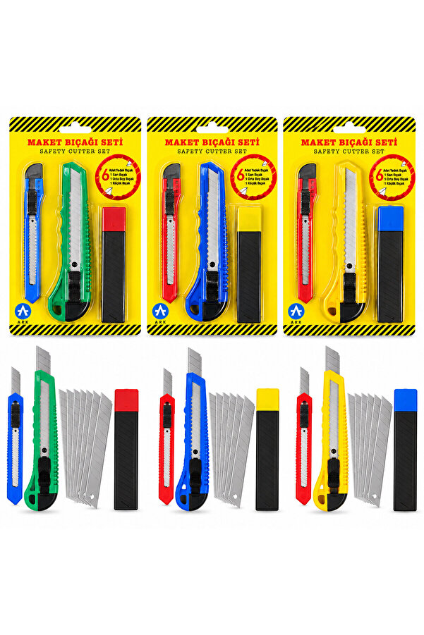 Go İthalat 3Pcs Yedekli Plastik Maket Bıçak Seti () Glbl-Stl57839
