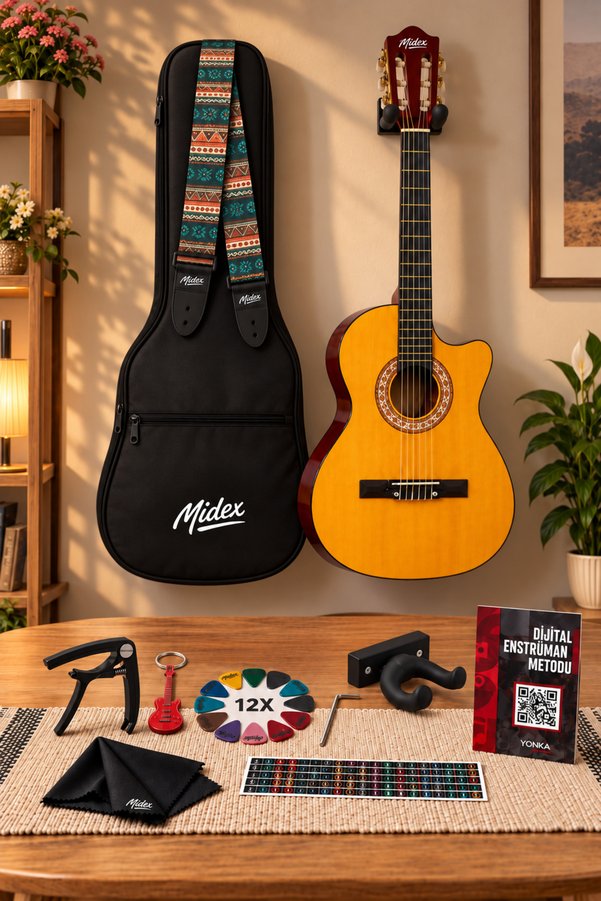 Midex Cg-395ylx Klasik Gitar 4/4 Kesik Kasa Full Set
