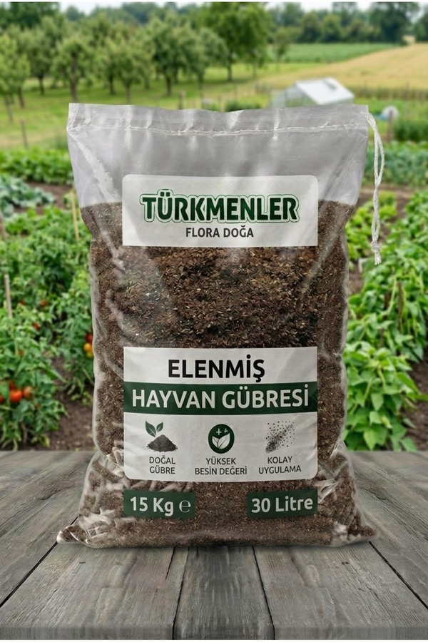 Türkmenler Flora Doğa Gübre Çiçek Bitki Meyve Sebze Ağaç Yanmış Kuru Hayvan Gübresi Doğal 15 kğ-30L