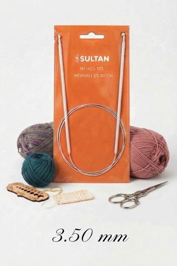 hobi dünyası evim 1 Adet 80 cm Sultan İki Ucu Tığ Misinalı Şiş 3.5 mm
