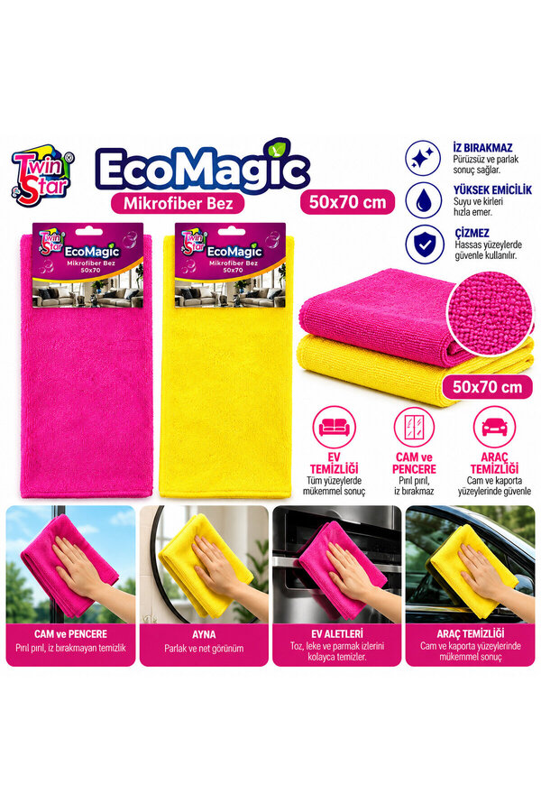 Go İthalat 20 Adet Ecomagıc 50X70 Mikrofiber Temizlik Bez Eko () Glbl-Stl57839