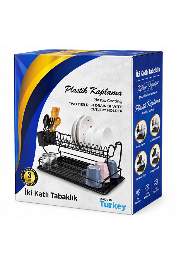Go İthalat Siyah - Metal Lux Çift Katlı Tabaklık - Bulaşıklık () Glbl-Stl57839