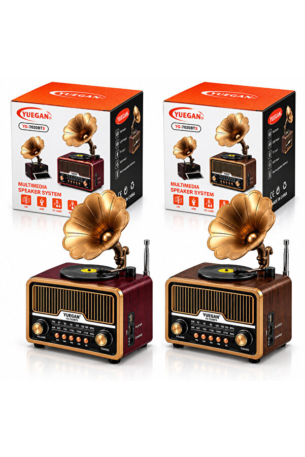 Go İthalat Solar - İbreli Gramafon Radyo - Retro Am - Fm - Sw Usb - Type-C Sarjlı Bt - Tf - Usb Speaker Yg-7020