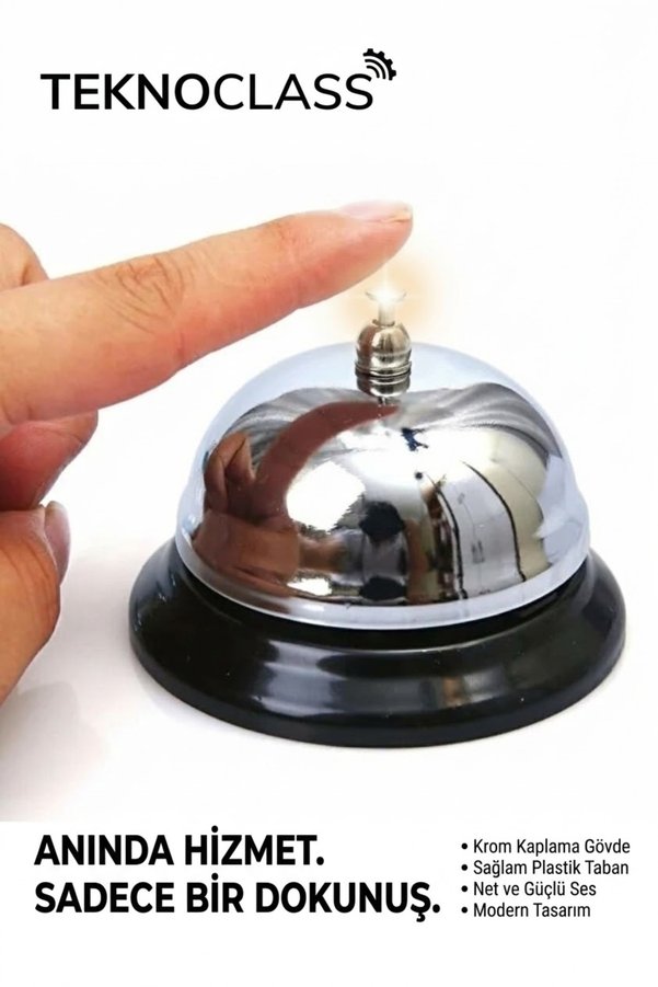 TeknoClass Resepsiyon Zili 8.5 Cm Masa Zil Karışık Renk