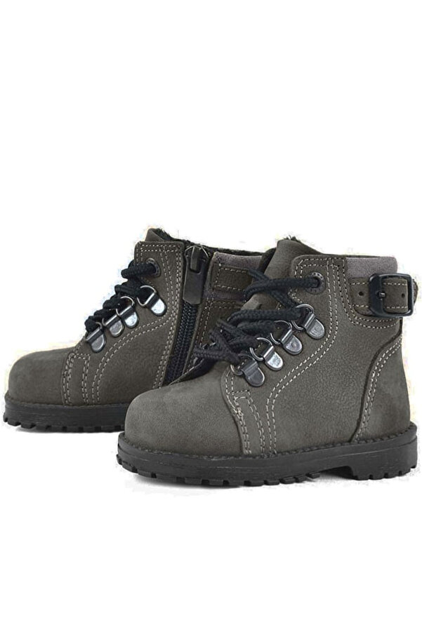 Ortopedikal Rakerplus Griffon 8028-Gr2 Gri Nubuk Cilt % 100 Hakiki Deri Fermuarlı Erkek Çocuk Bot