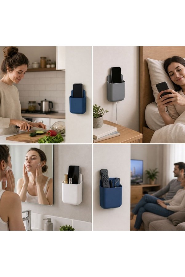 Go İthalat Yapışkanlı Telefon Ve Kumanda Tutucu Organizer, Duvara Güçlü Yapışan Çok Amaçlı Eşya Toparlayıcı ()