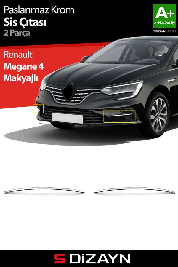 S Dizayn S-Dizayn Renault Megane 4 Makyajlı Krom Sis Çıtası 2 Prç 2020 Üzeri A+ Kalite 7034221