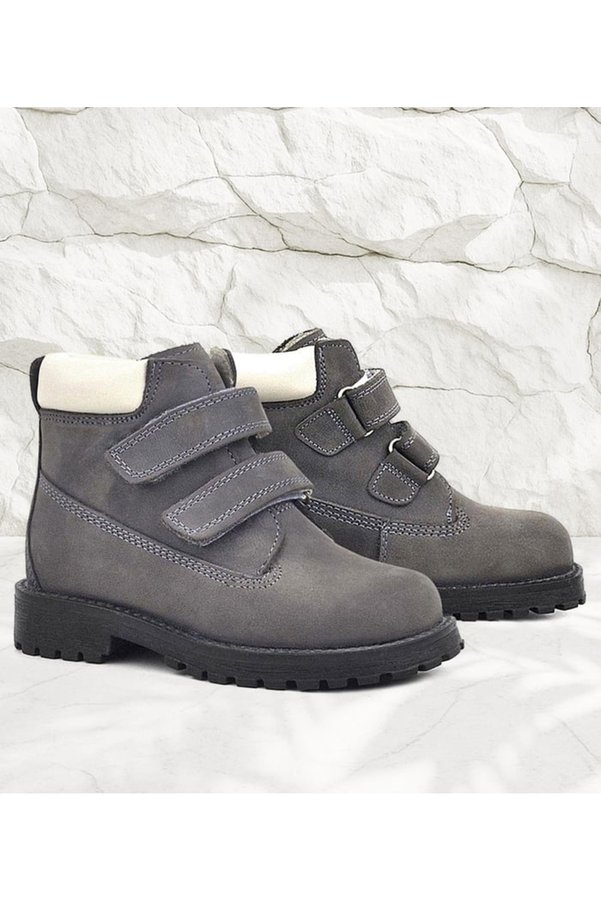 Ortopedikal Rakerplus Neson 9055-Grks Gri Nubuk % 100 Hakiki Deri Cırtlı Unisex Bebek Çocuk Bot