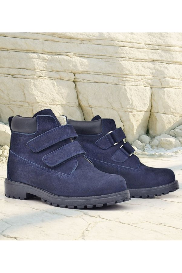 Ortopedikal Rakerplus Neson 9055-Ln Lacivert Nubuk % 100 Hakiki Deri Cırtlı Unisex Bebek Çocuk Bot