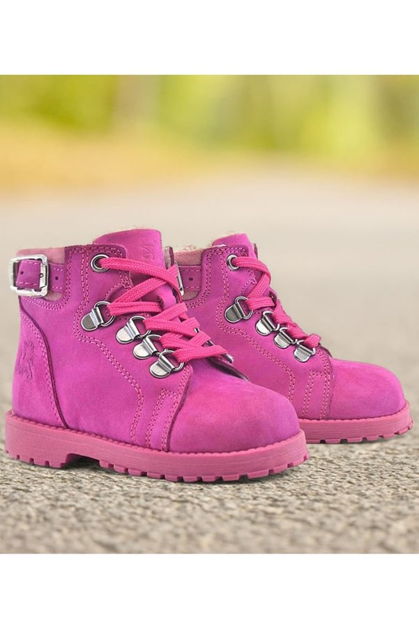 Ortopedikal Rakerplus Griffon 8028-P1 Pembe Nubuk % 100 Deri Fermuarlı Kız Bebek Çocuk Bot