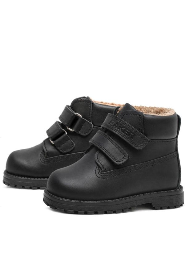 Ortopedikal Rakerplus Neson 9055-S Siyah Mat % 100 Hakiki Deri Cırtlı Unisex Bebek Çocuk Bot