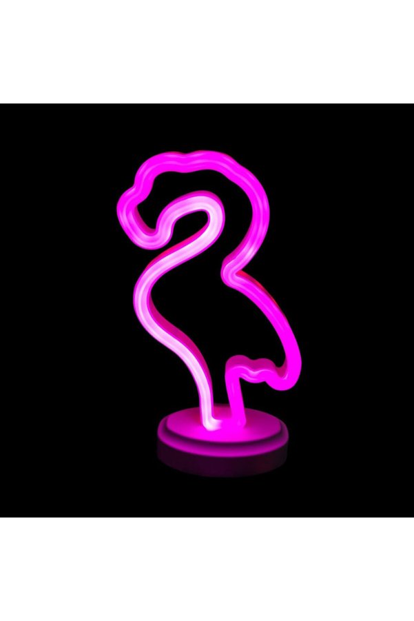 Evimdeyokyok Neon Işıklı Flamingo Yazılı Masa Gece Lambası Pil Ve Usb