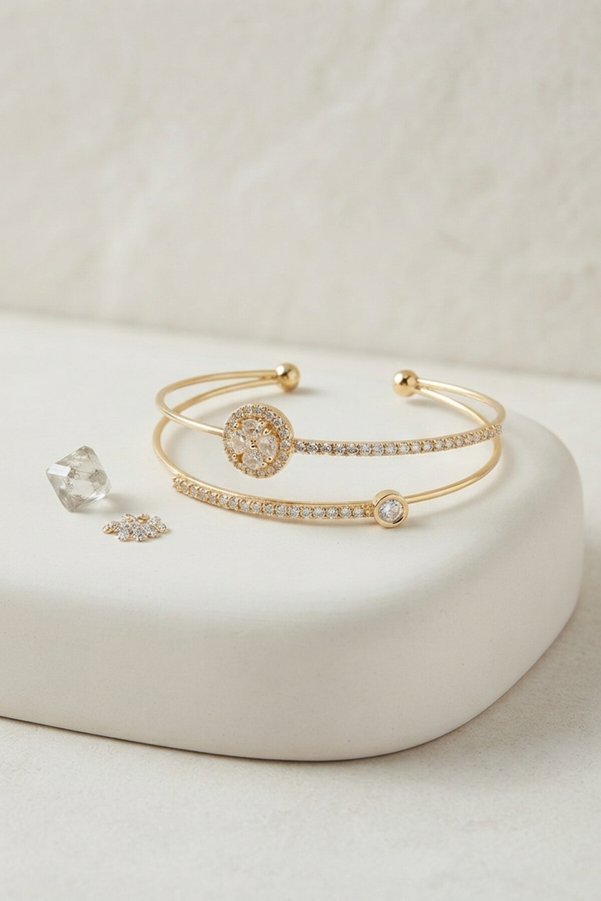 Evimdeyokyok Gold Renk Zirkon Taşlı Kadın Bileklik Tj-Bb8886