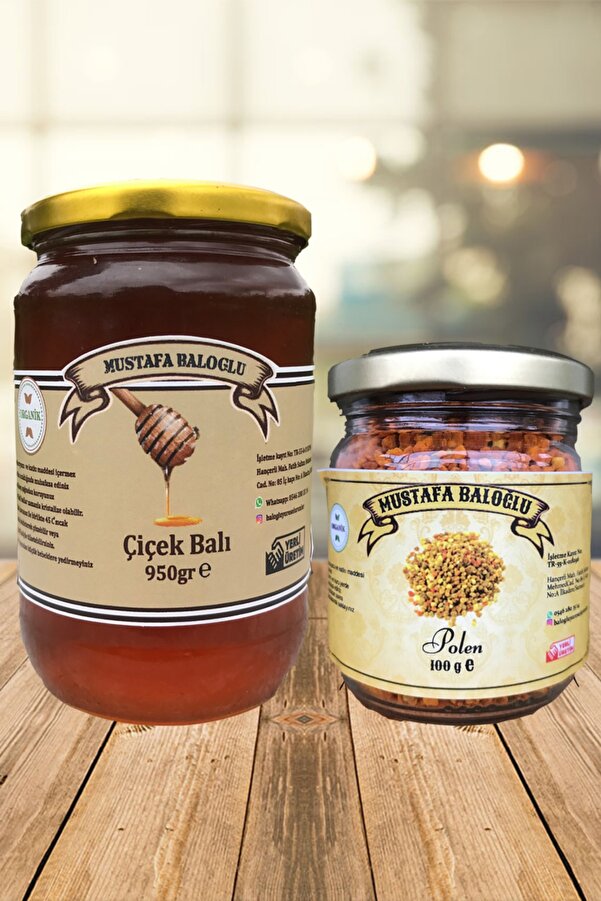 Mustafa Baloğlu Bal Ürünleri̇ Çi̇çek Balı (Kestane İhlamur Keki̇k...) (Organi̇k) 950 Gr - Polen 100 Gr