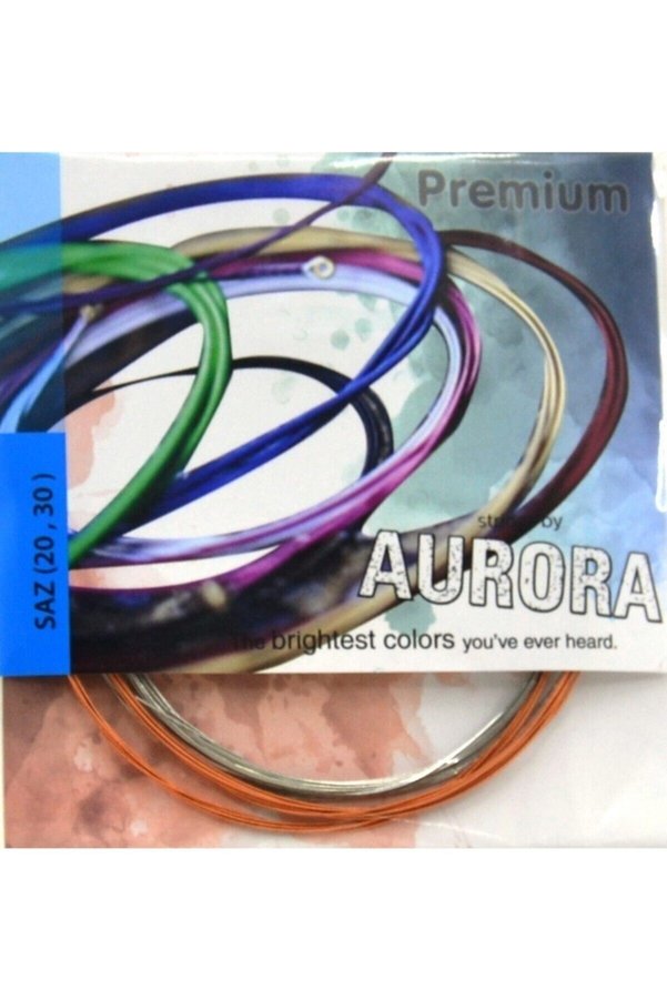 Aurora Premium 0.20 Uzun Sap Profesyonel Bağlama Teli Takımı+2 Adet Tezene Hediyeli Saz Teli