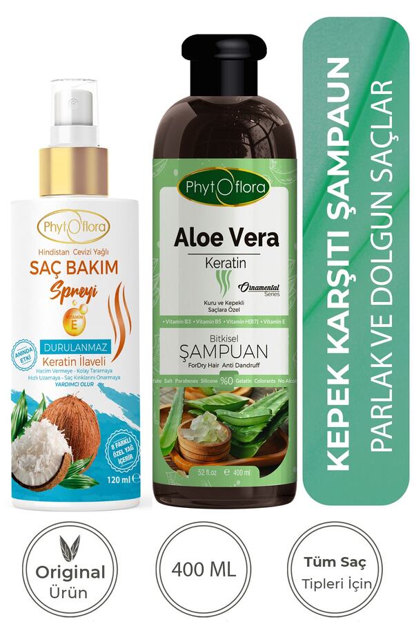 Saç Dökülmesi̇ne Karşı Tuzsuz Şampuan Aloe Vera Şampuanı Ve Hi̇ndi̇stan Cevi̇zi̇ Yağlı Saç Spreyi̇