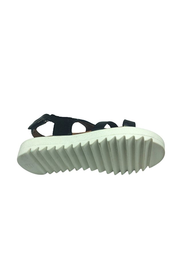Trend 2103 Klt Si̇yah Kız Çocuk Sandalet % 100 Haki̇ki̇ Deri̇