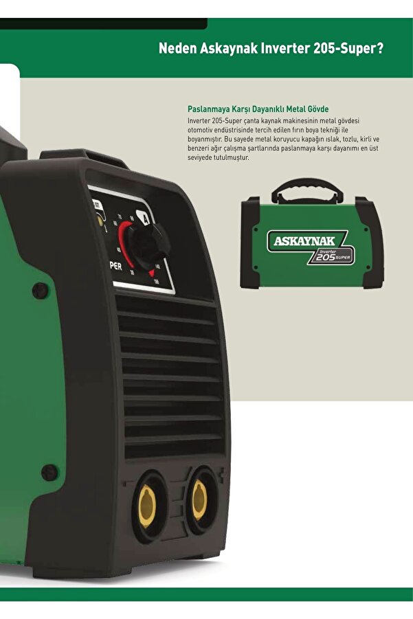 Askaynak 205 Inverter Kaynak Maki̇nası 180A + Maxstar Kaynak Maskesi̇ + Starli̇ne Kaynak Eldi̇veni̇