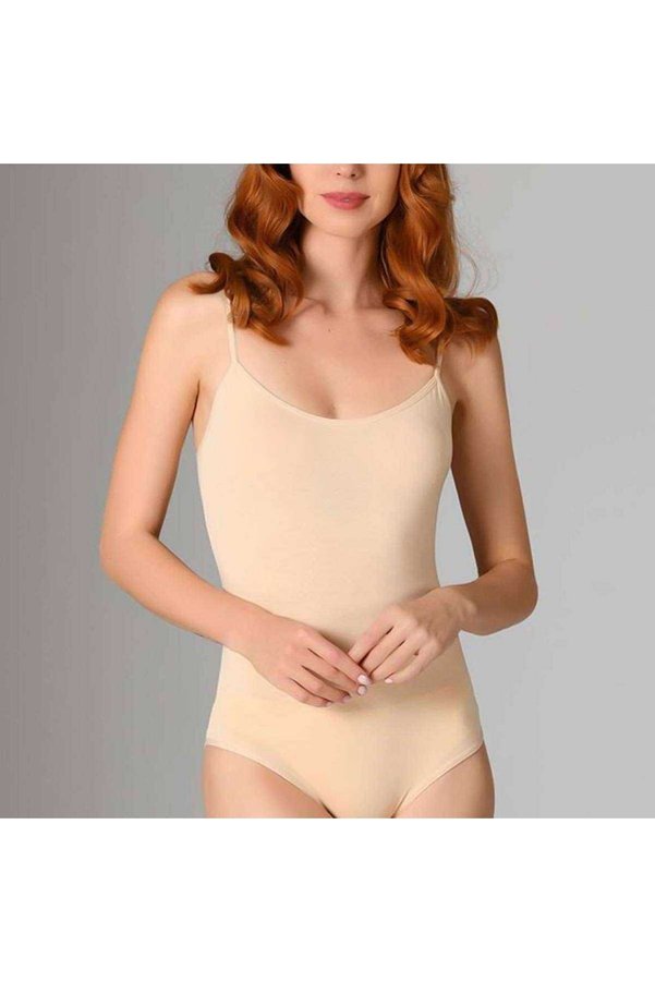 Trend 2 Adet Ip Askılı Kadın Çıtçıtlı Body Siyah Ve Ten
