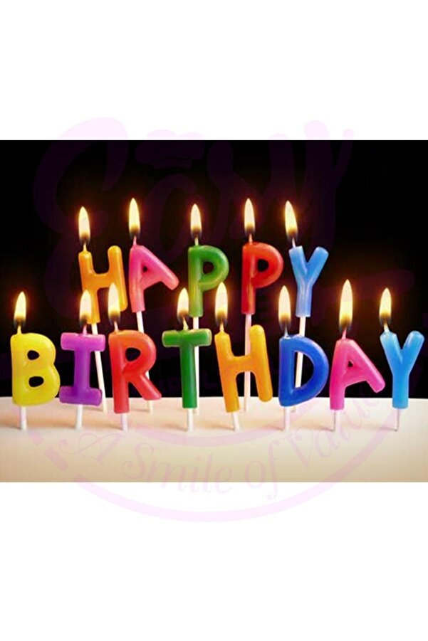 Rengarenk Happy Bi̇rthday Yazılabi̇len Doğum Günü Mumu