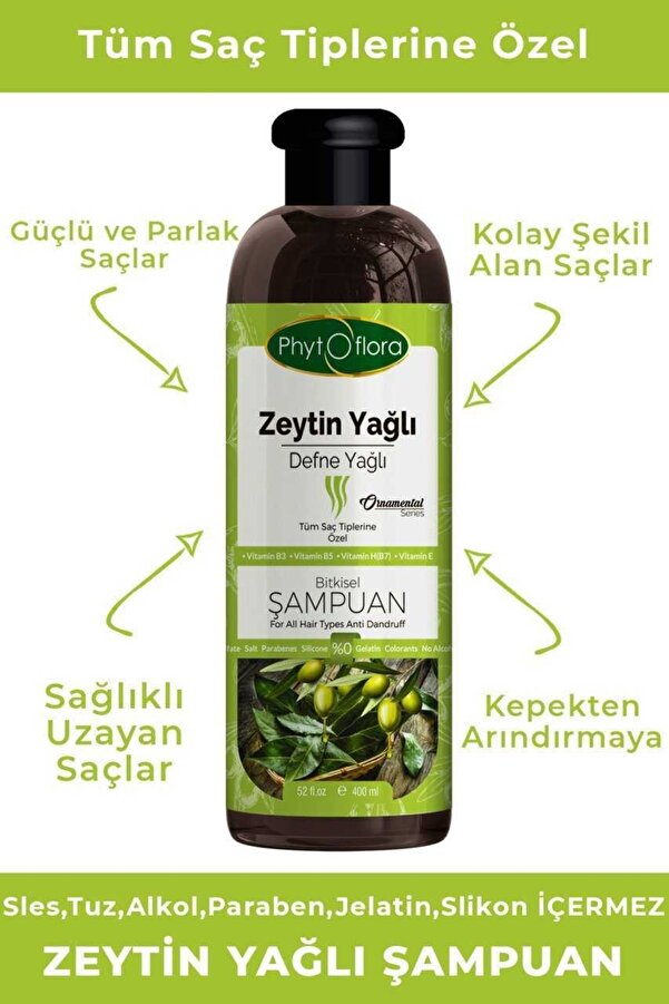 Tuzsuz Tüm Saç Ti̇pleri̇ne Özel Zeyti̇nyağlı Bi̇tki̇sel Şampuan 400 Ml