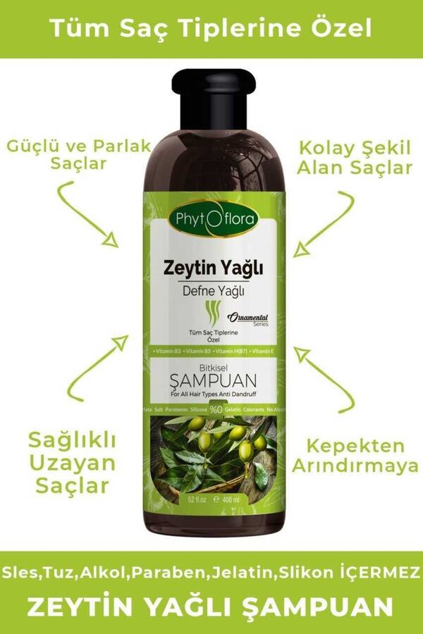 Tuzsuz Tüm Saç Ti̇pleri̇ne Özel Zeyti̇nyağlı Bi̇tki̇sel Şampuan 400 Ml