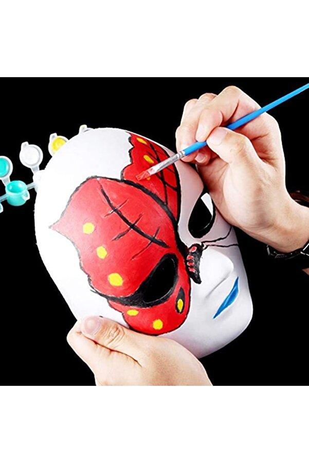 Go İthalat Beyaz Renk Boyanabi̇li̇r Anoni̇m Tam Yüz Cosplay Maske 24X18 Cm