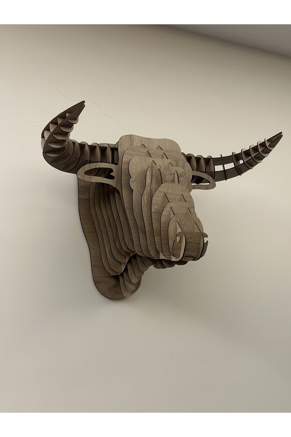 Yubi Design Boğa Başı 3d Puzzle Ve Dekoratif Heykel Duvar Dekoru