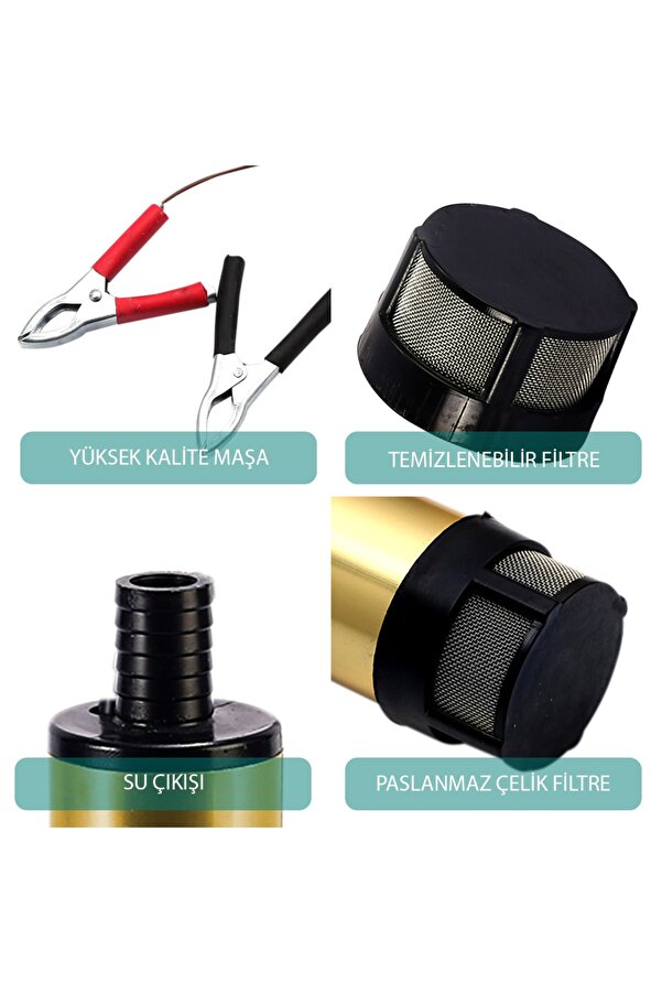 Kemos Kızılırmak 12 Volt Alümi̇nyum Dalgıç Ti̇pi̇ Sıvı Aktarma Pompası (Fi̇ltre + Adaptör)
