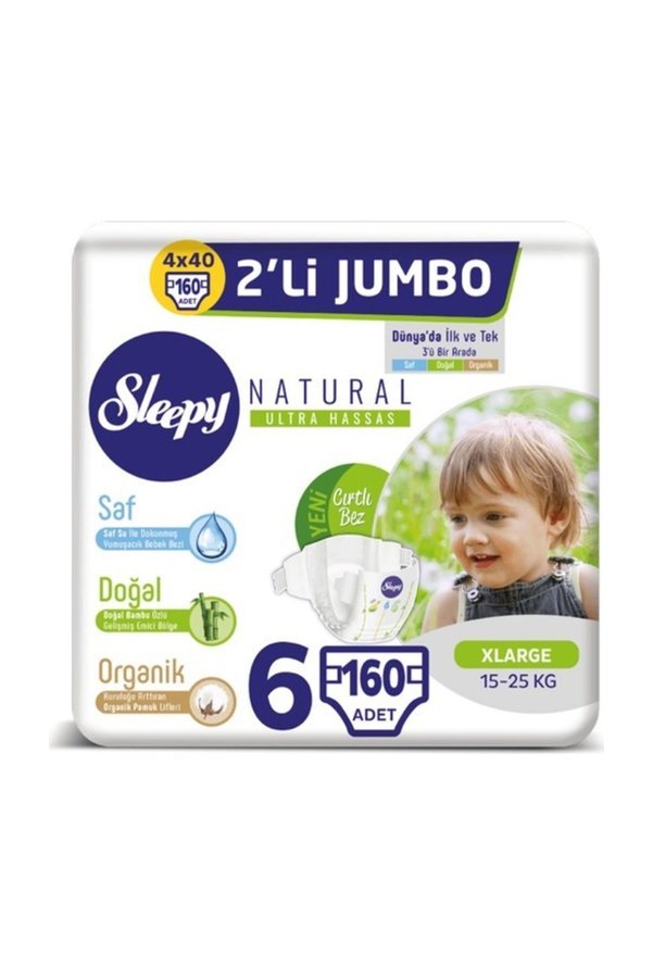 Sleepy Natural Bebek Bezi Ikili Jumbo 6 Numara 40X4 160 Adet