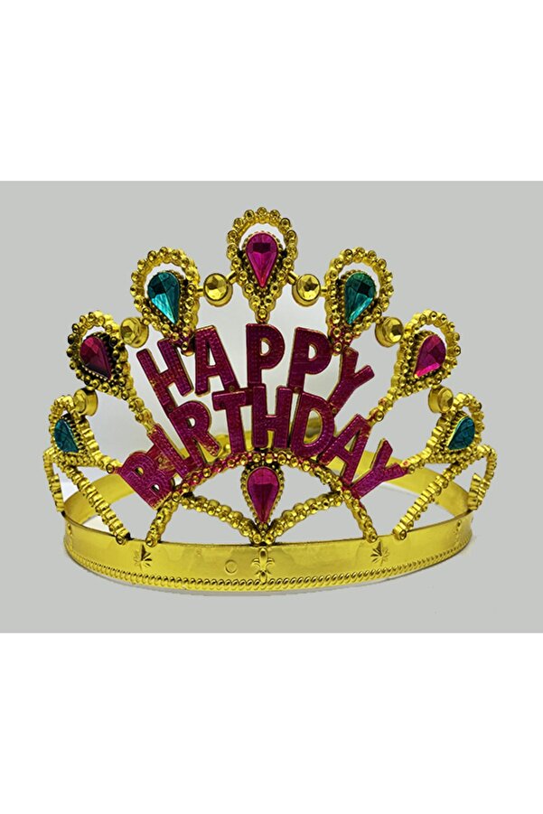 Go İthalat Altın Renk Happy Bi̇rthday Yazılı Doğum Günü Tacı 60 Cm (4072)