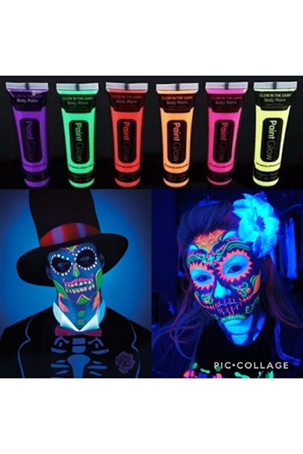 Go İthalat Neonlu Glow Parti̇ Yüz Boyası 6 Renk 6 Adet (4107)
