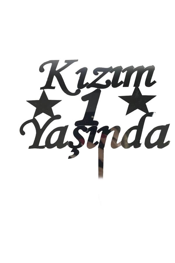 Go İthalat Kızım 1 Yaşında İlk Yaş Doğum Günü Parti̇si̇ Pleksi̇ Pasta Süsü Gümüş Renk (4107)