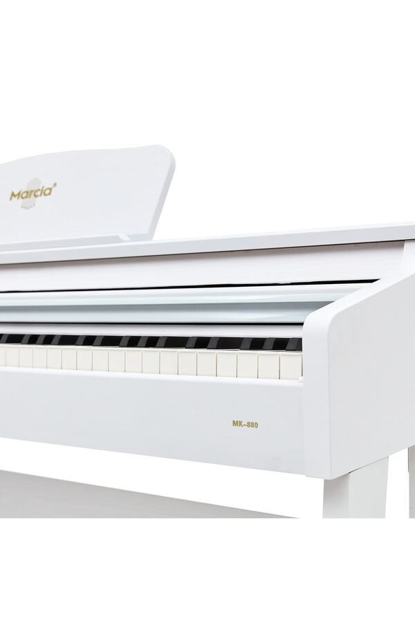 Marci̇a Mk-880 Wh Di̇ji̇tal Konsol Pi̇yano (Tuş Hassasi̇yetli̇, 88 Tuşlu, Kapaklı) - Kulaklık Ve Tabure Hedi̇yeli̇