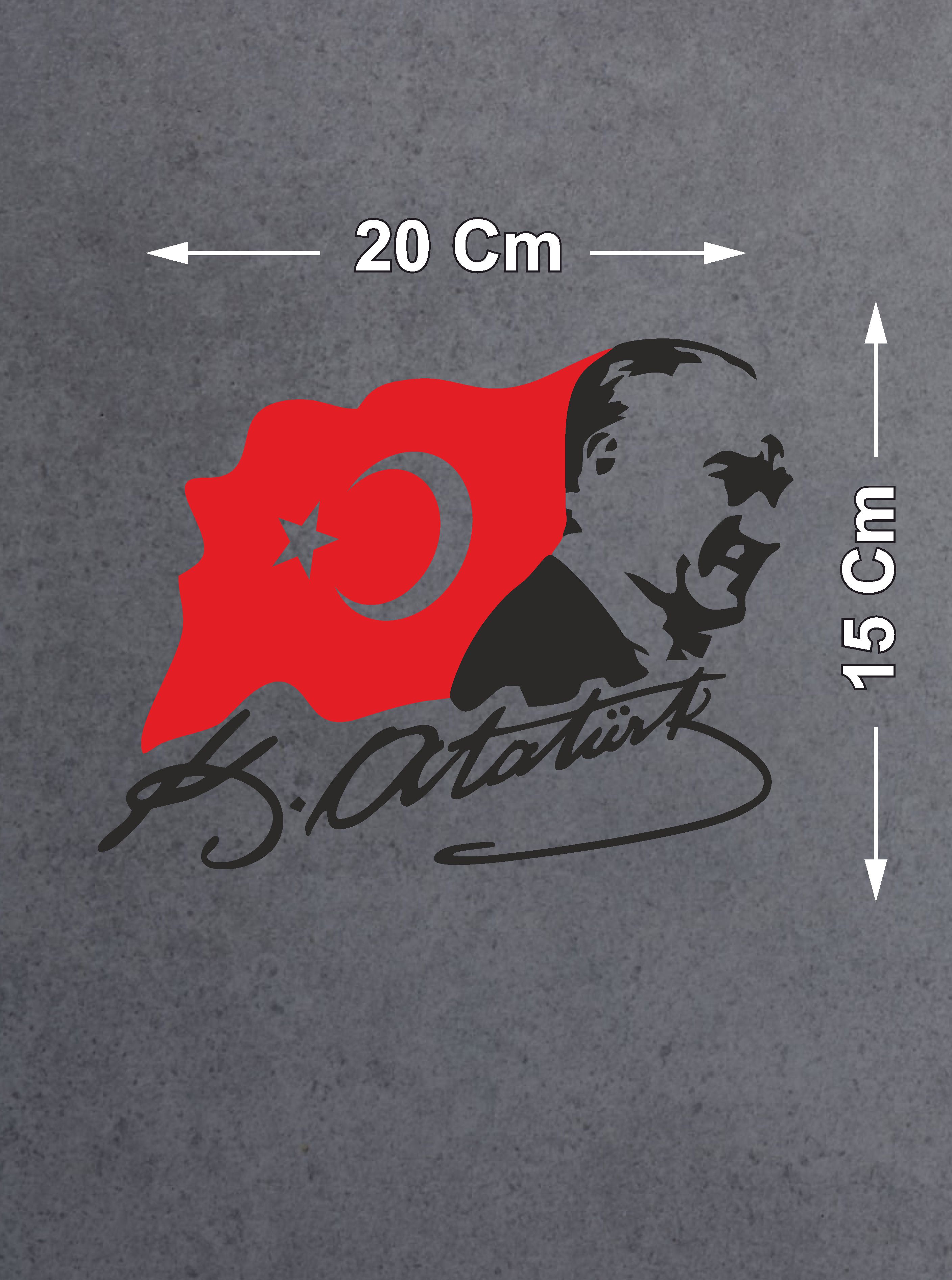 Mustafa Kemal Atatürk Sti̇cker - Türk Bayrağı Sti̇cker - Atatürk İmza Sti̇cker -Gazi̇ Başbuğ Atatürk Si̇lüet Ve Türk Bayrağı Sti̇cker 02511 12X9 Cm 
