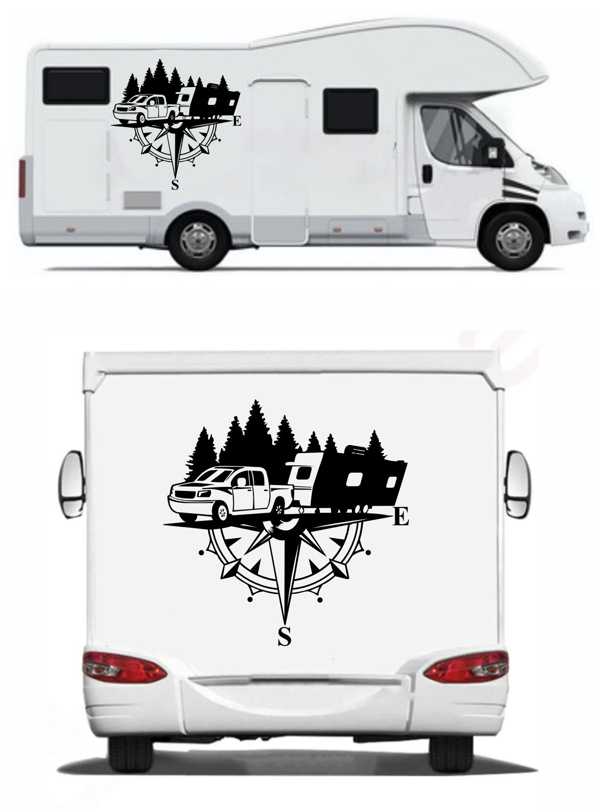 Pusula Ve Karavan Sti̇cker, Kamp Kampçı Doğa, Araba Oto Pi̇ckup Karavan Sti̇cker 02518 40X40 Cm 