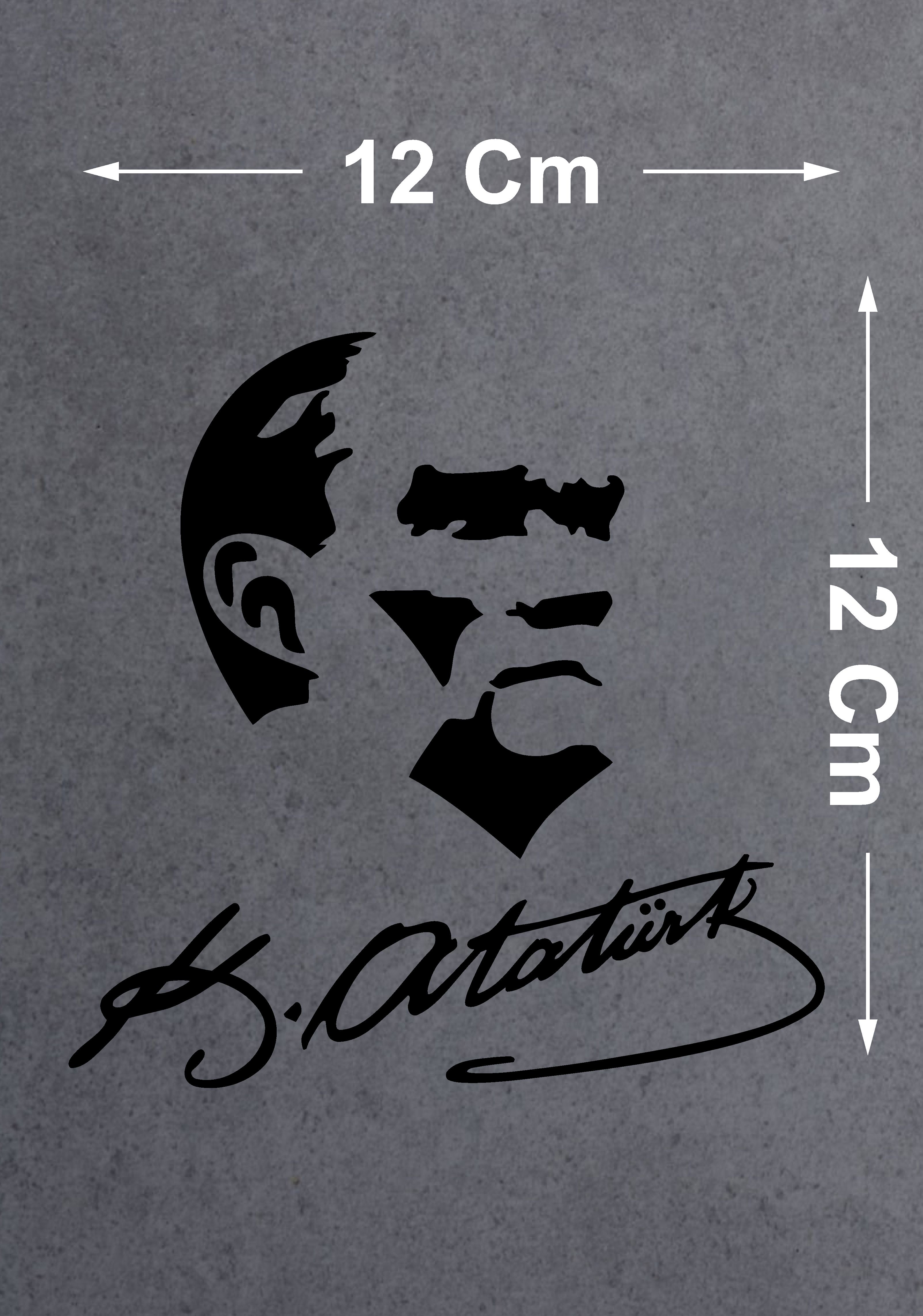 Atatürk Silet Ve İmza Sticker - Mustafa Kemal Atatürk Başbuğ Büyük Türk Sticker -Araba Oto Motosiklet Karavan Cam Sticker - 00319 12X12 Cm 