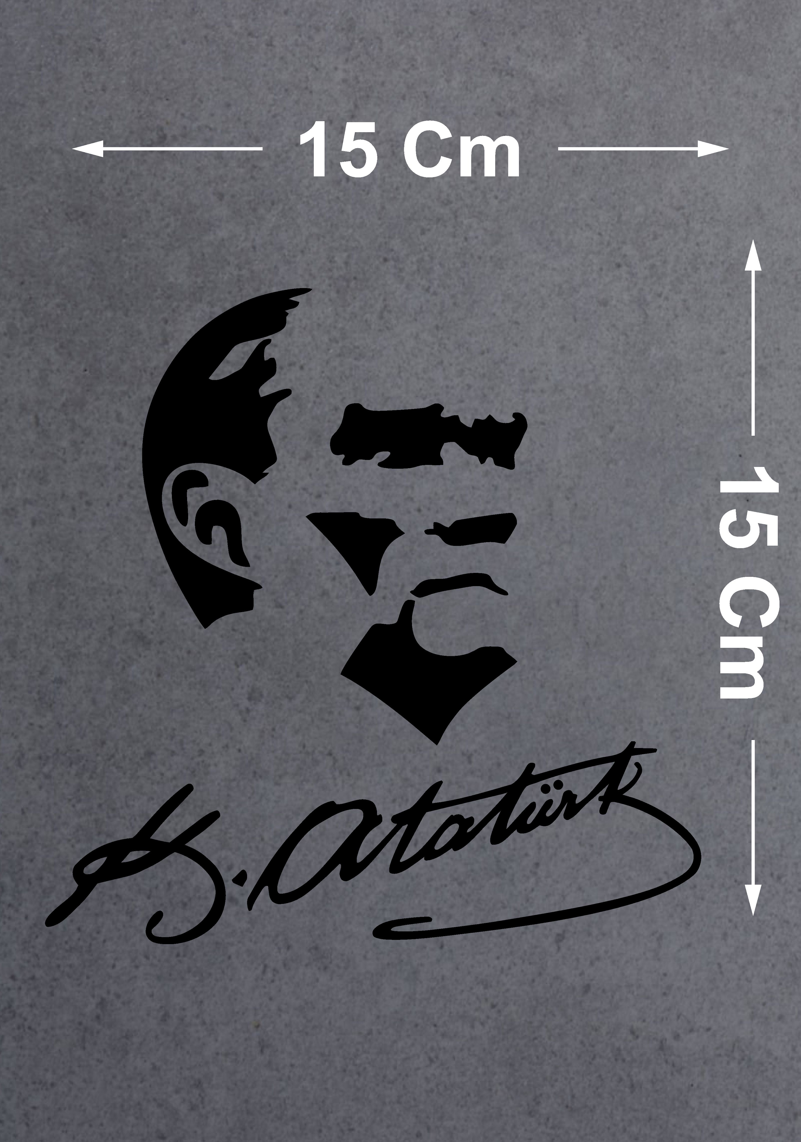 Atatürk Si̇let Ve İmza Sti̇cker - Mustafa Kemal Atatürk Başbuğ Büyük Türk Sti̇cker -Araba Oto Motosi̇klet Karavan Cam Sti̇cker - 00319 12X12 Cm 