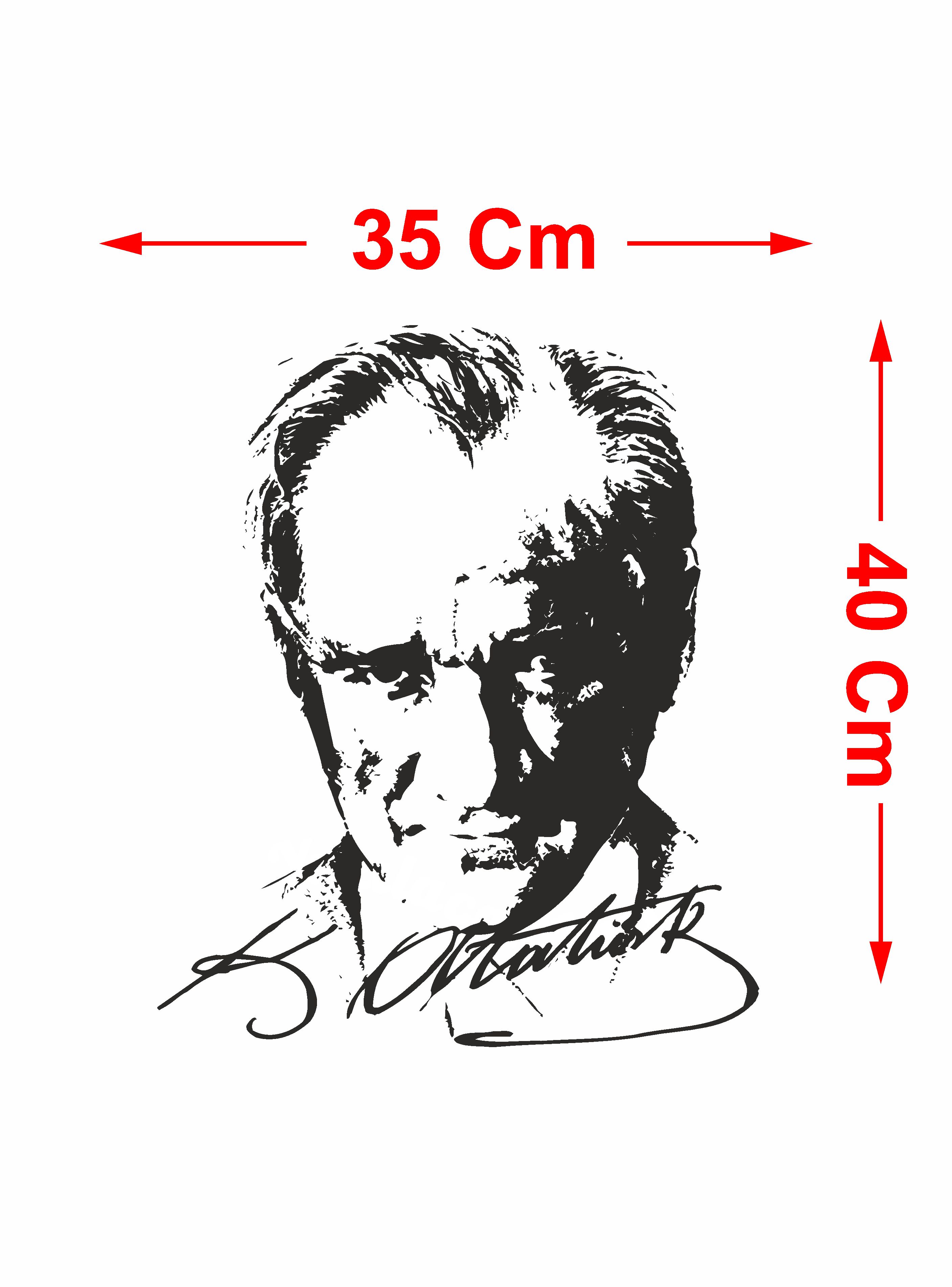Atatürk - Mustafa Kemal Atatürk Sti̇cker - Araba - Oto - Motosi̇klet Sti̇cker 00017 50X43 Cm 