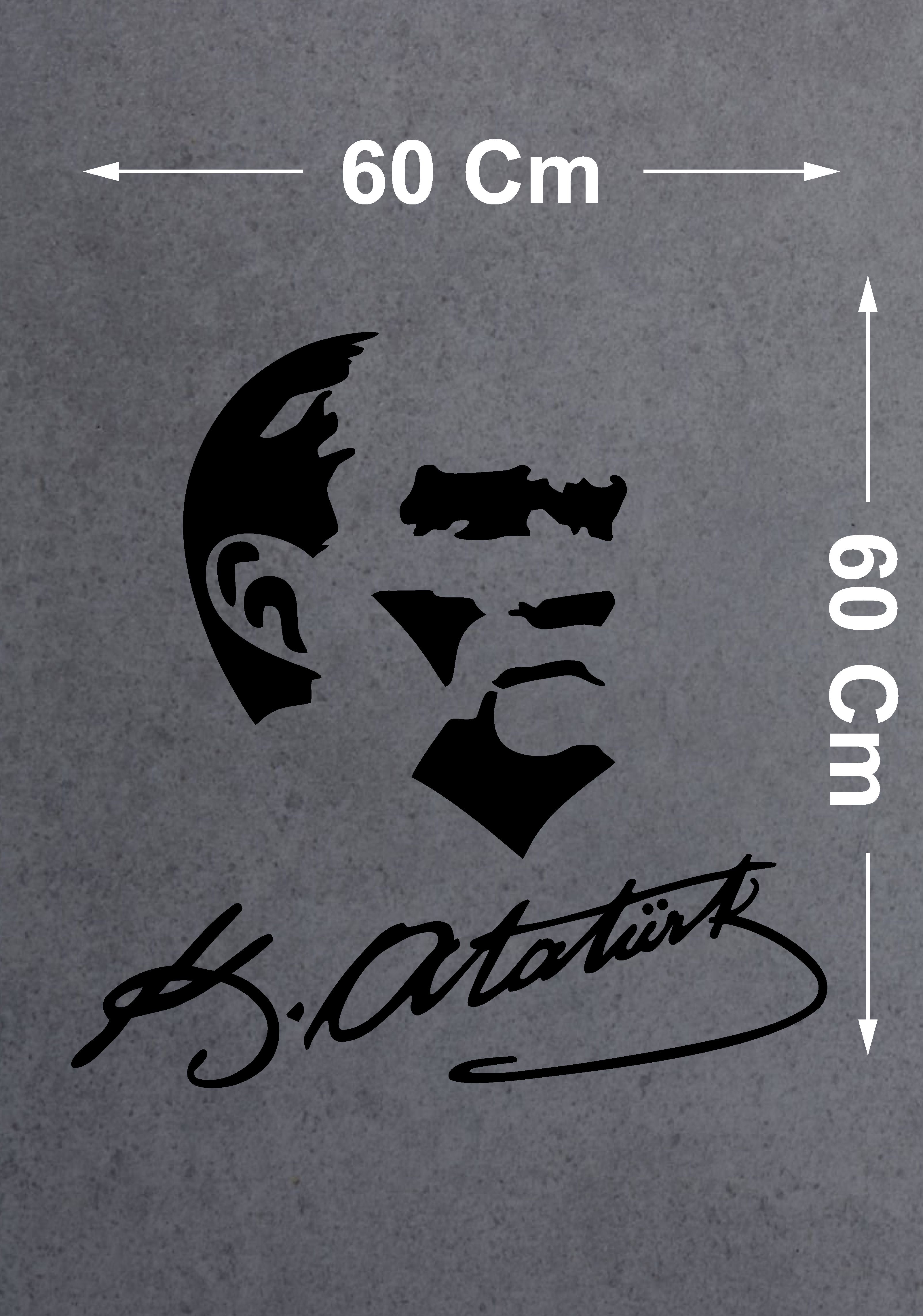 Atatürk Si̇let Ve İmza Sti̇cker - Mustafa Kemal Atatürk Başbuğ Büyük Türk Sti̇cker -Araba Oto Motosi̇klet Karavan Cam Sti̇cker - 00319 12X12 Cm 