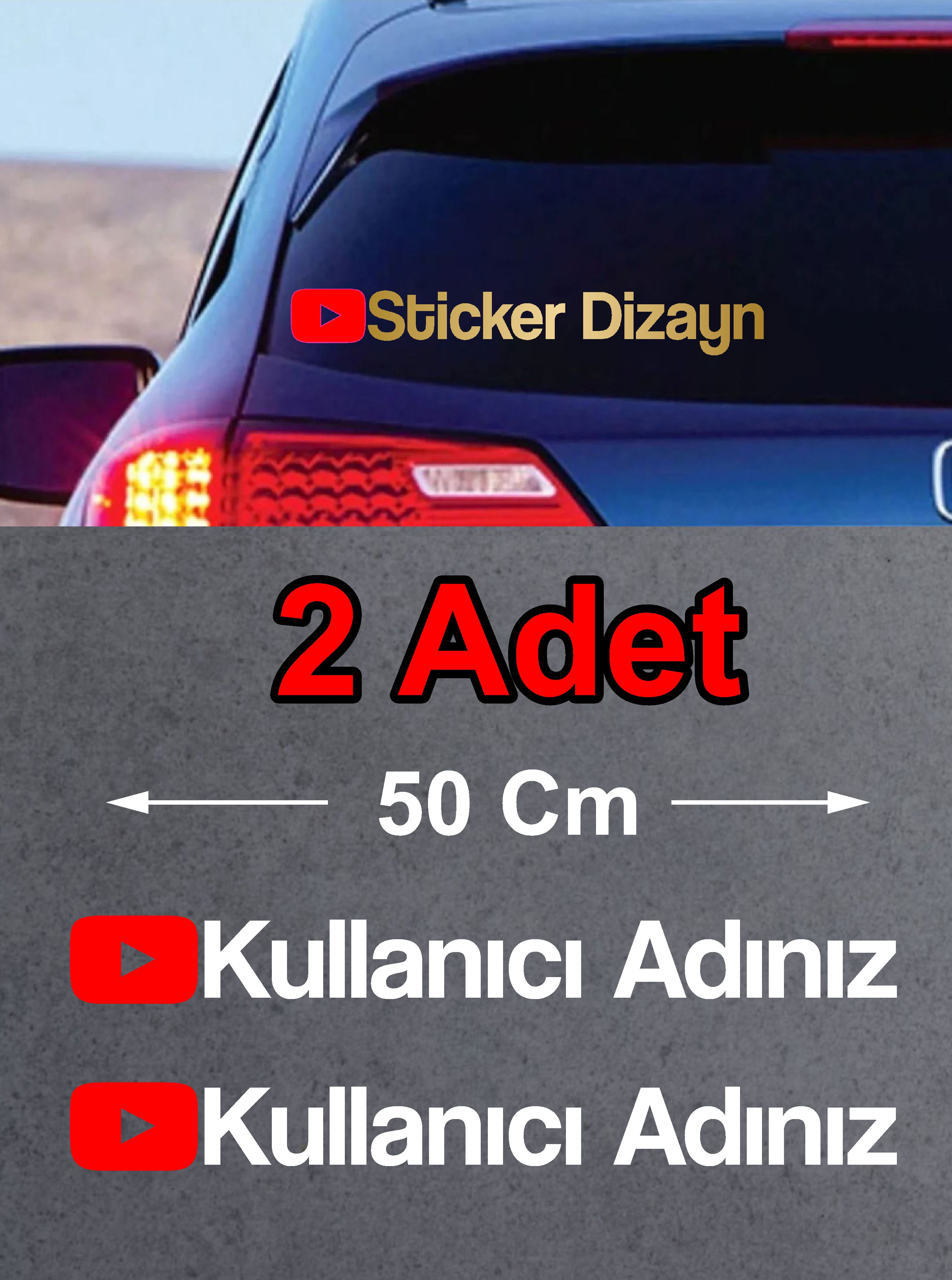 Ki̇şi̇ye Özel Youtube 2 Adet Sti̇cker - Araba Oto Motosi̇klet Karavan Sti̇cker Eti̇ket 00307 15 Cm 