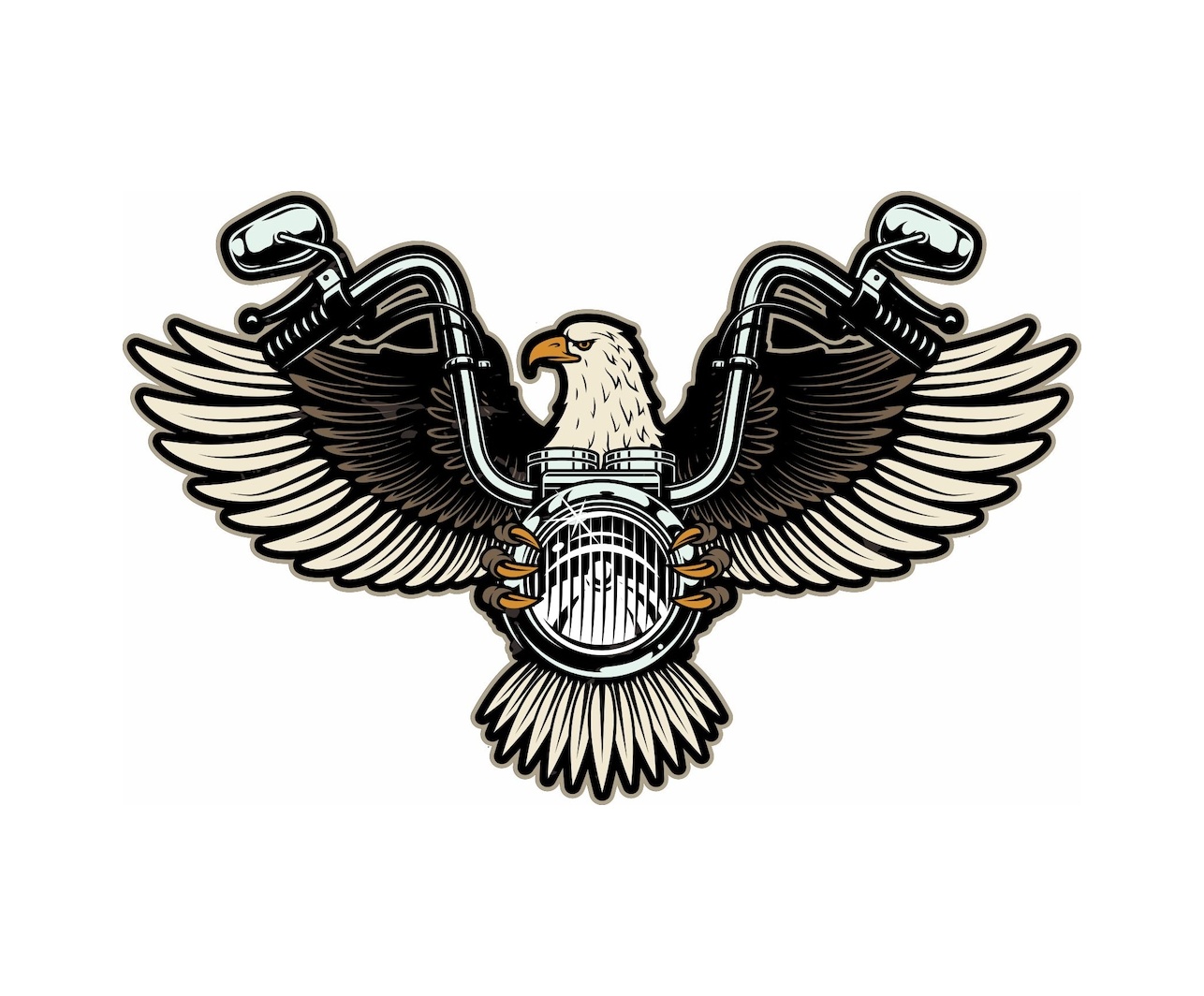 Kartal Ve Chopper Motosi̇klet Sti̇cker 02141 17X11 Cm