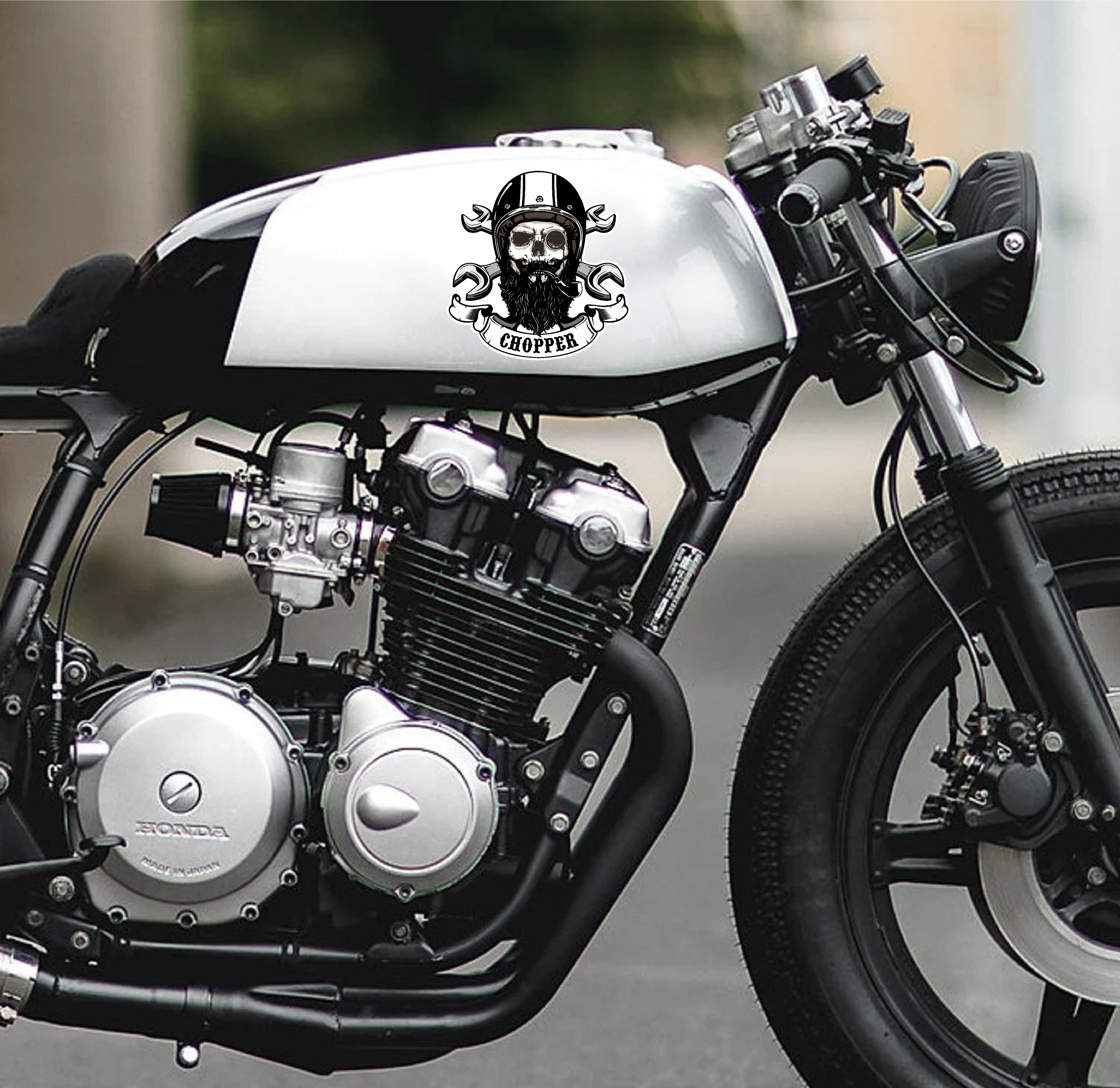 Chopper Kurukafa Sti̇cker - Motosi̇klet Araba Oto Motor Cam Sti̇cker - 00072 10X9 Cm 