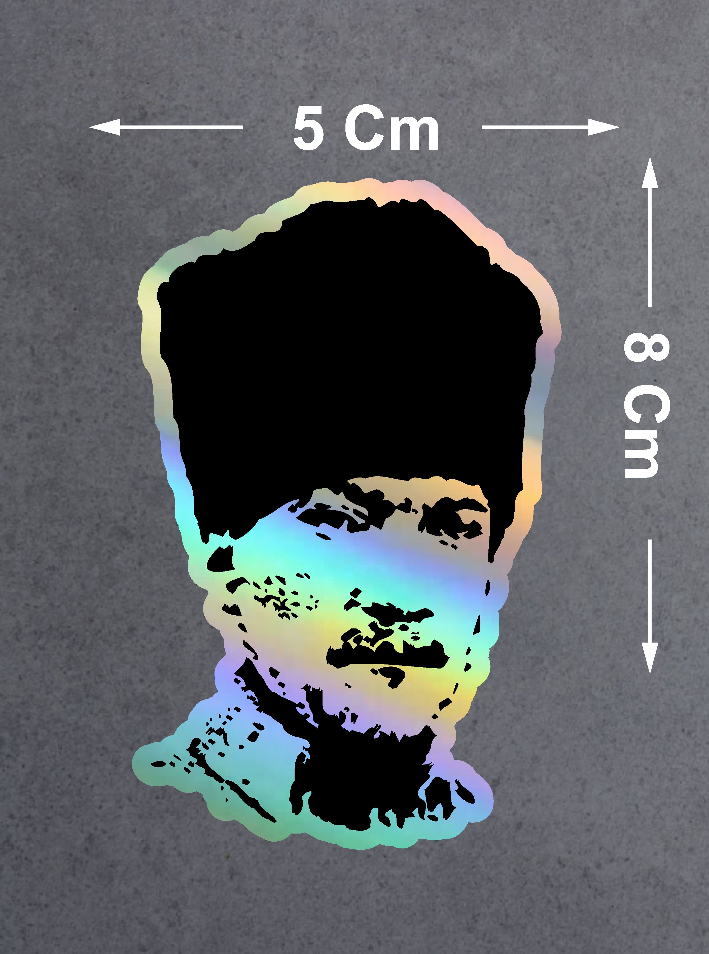 Hologramlı Janjanlı Atatürk Silüet Sticker - Araba Oto Motosiklet Karavan Sticker 03006 8X5 Cm 